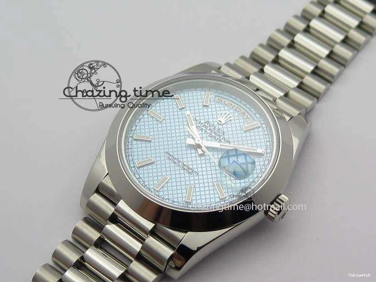 1:1 Bracelet Day-Date Dial Ice Noob Edition A3255 40mm SS on 228206 SS Textured Blue Best 0405
